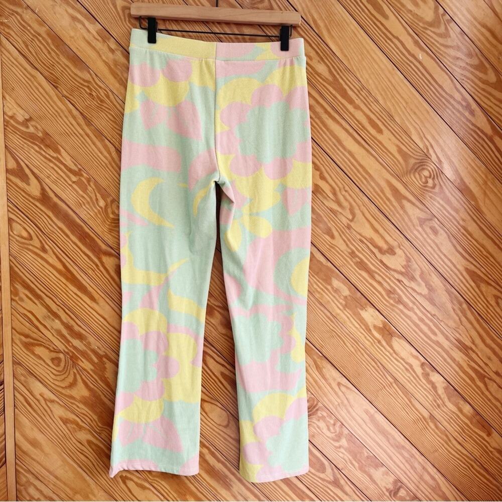ZARA Pastel Retro Jacquard Flare Pants - Picture 4 of 8